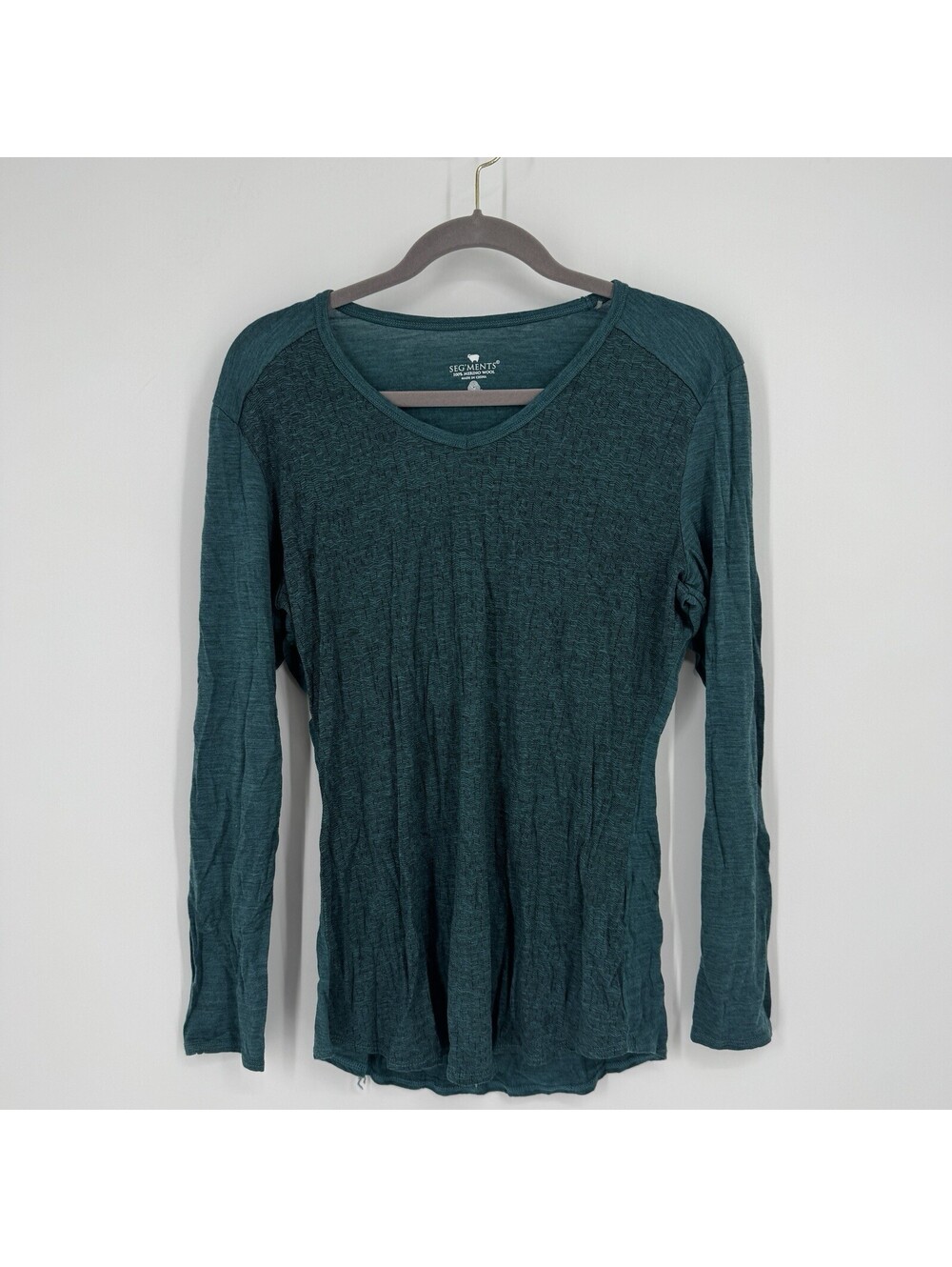 Segments top long sleeve womens large green merino wool hiking gorpcore outdoor